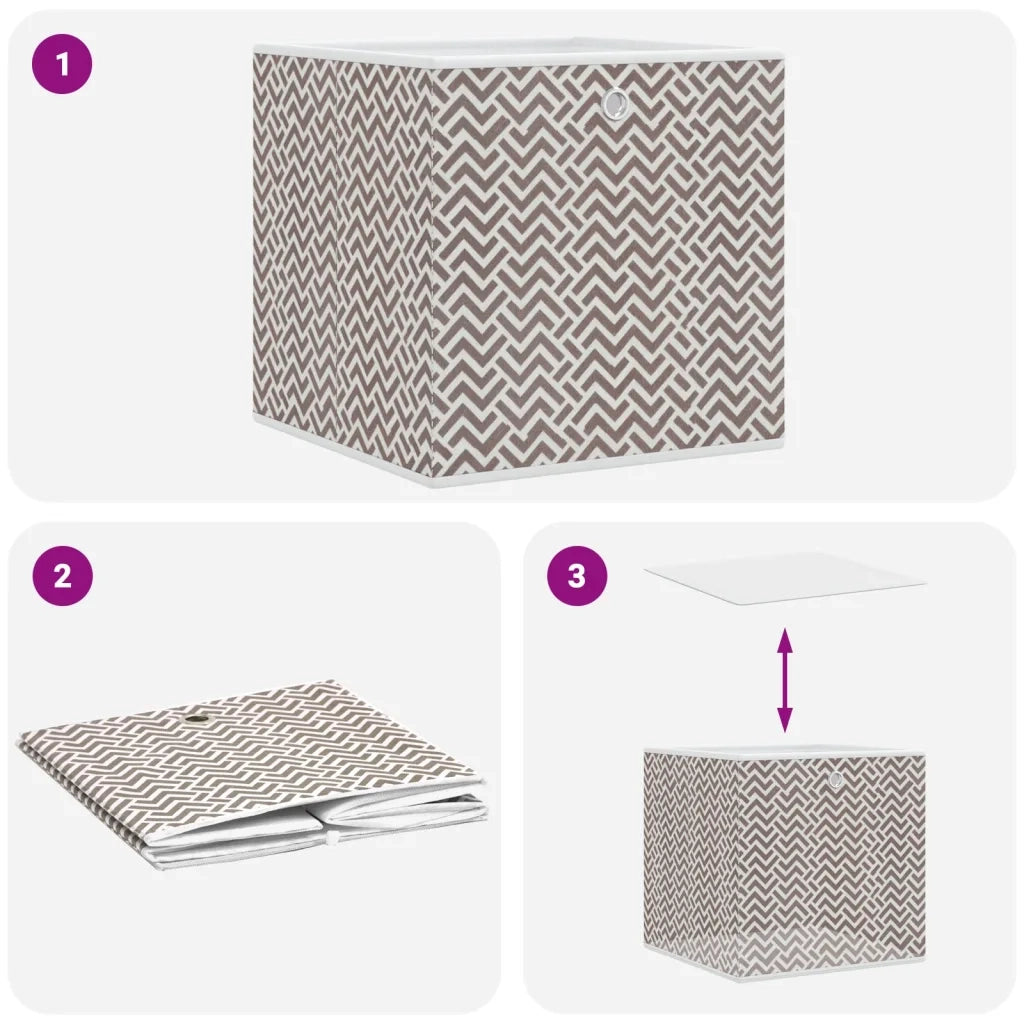 Scatole Portaoggetti 4pz Marrone 32x32x32cm Tessuto non Tessuto 4018985