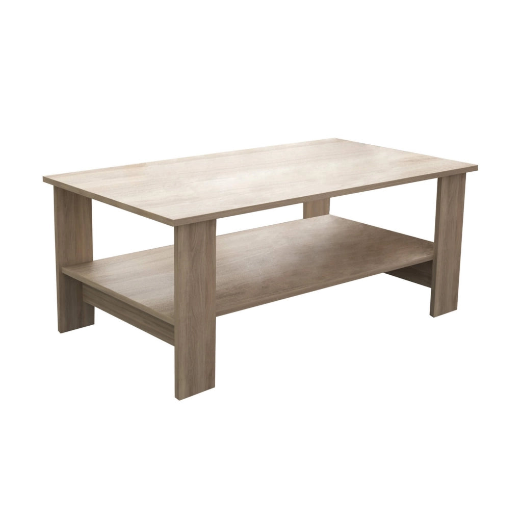 Tavolino da salotto di forma Rettangolare con ripiano inferiore di colore Rovere chiaro mod. Match