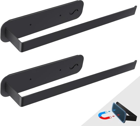Due adesivi magnetici per cucina in acciaio inossidabile, senza perforazione, per frigorifero, forno a microonde, cassetti metallici