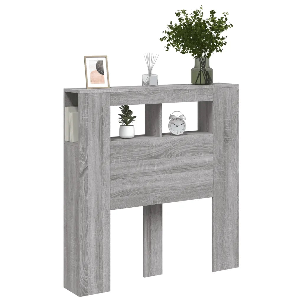 Testiera LED-Testata con LED-Testiera Decorativa Grigio Sonoma 100x18,5x103,5 cm Legno Multistrato