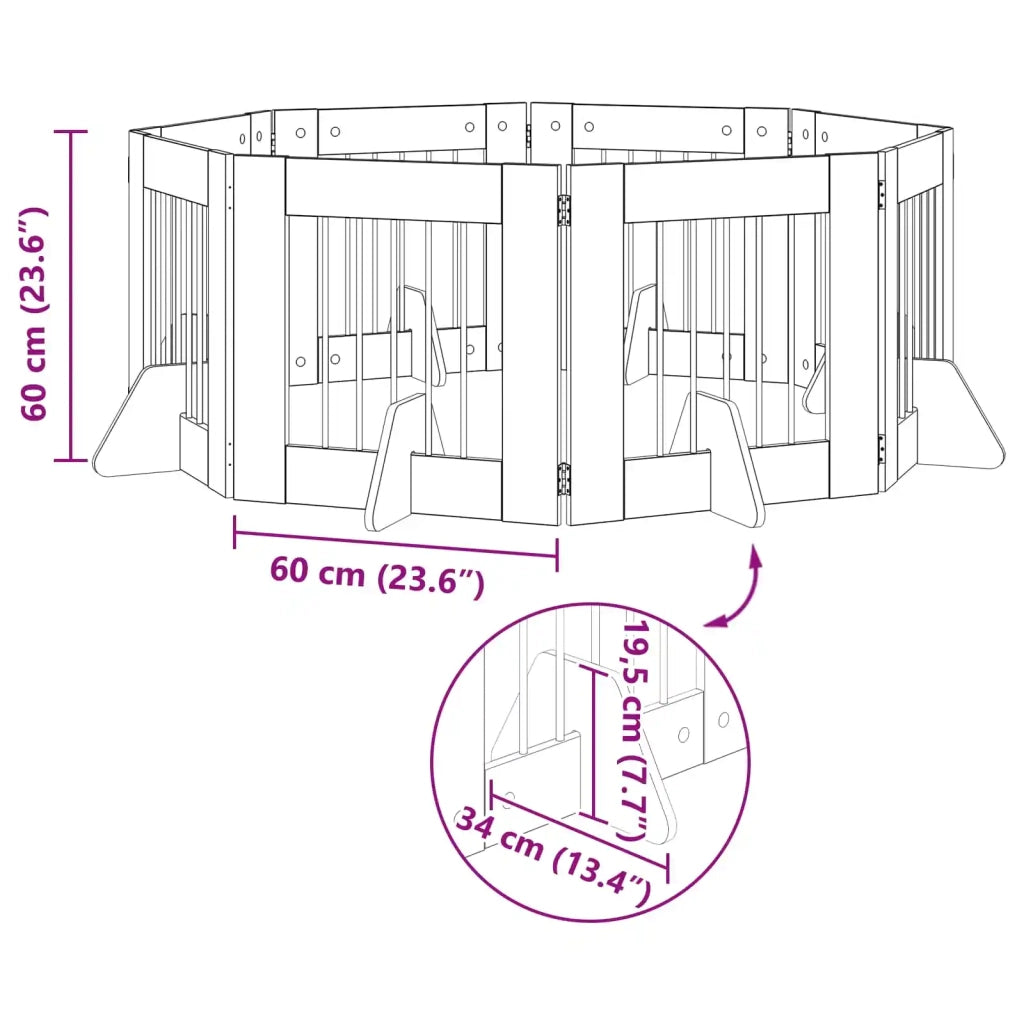 Cancello per cani con supporti 8 pcs Legno antico 60 x 60 cm 892167