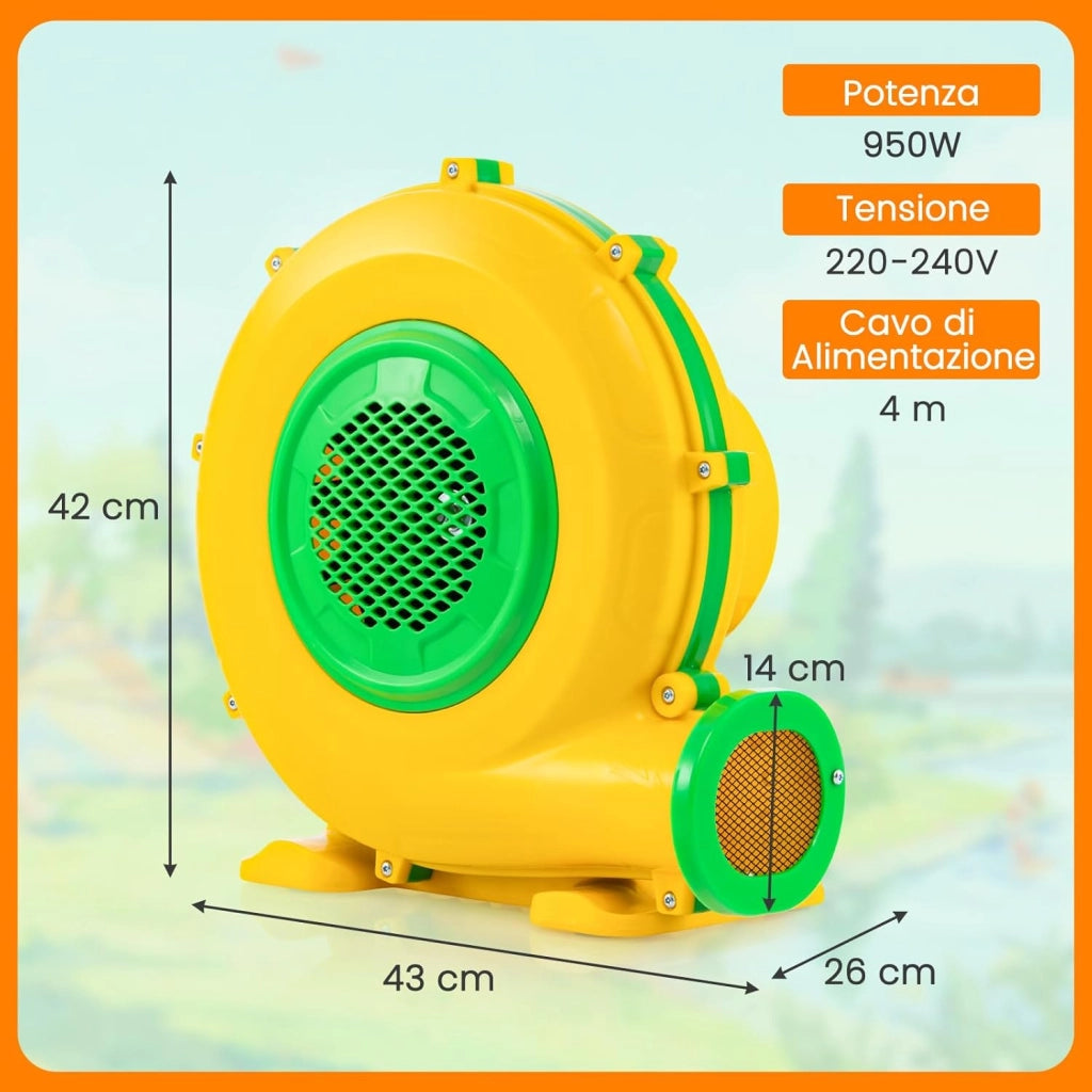 Ventilatore di Aria del Castello Gonfiabile, Soffiatore per Giochi Gonfiabili con Cavo di Alimentazione, per Castello Gonfiabile, Scivolo Acquatico e Giochi Gonfiabili (950W)