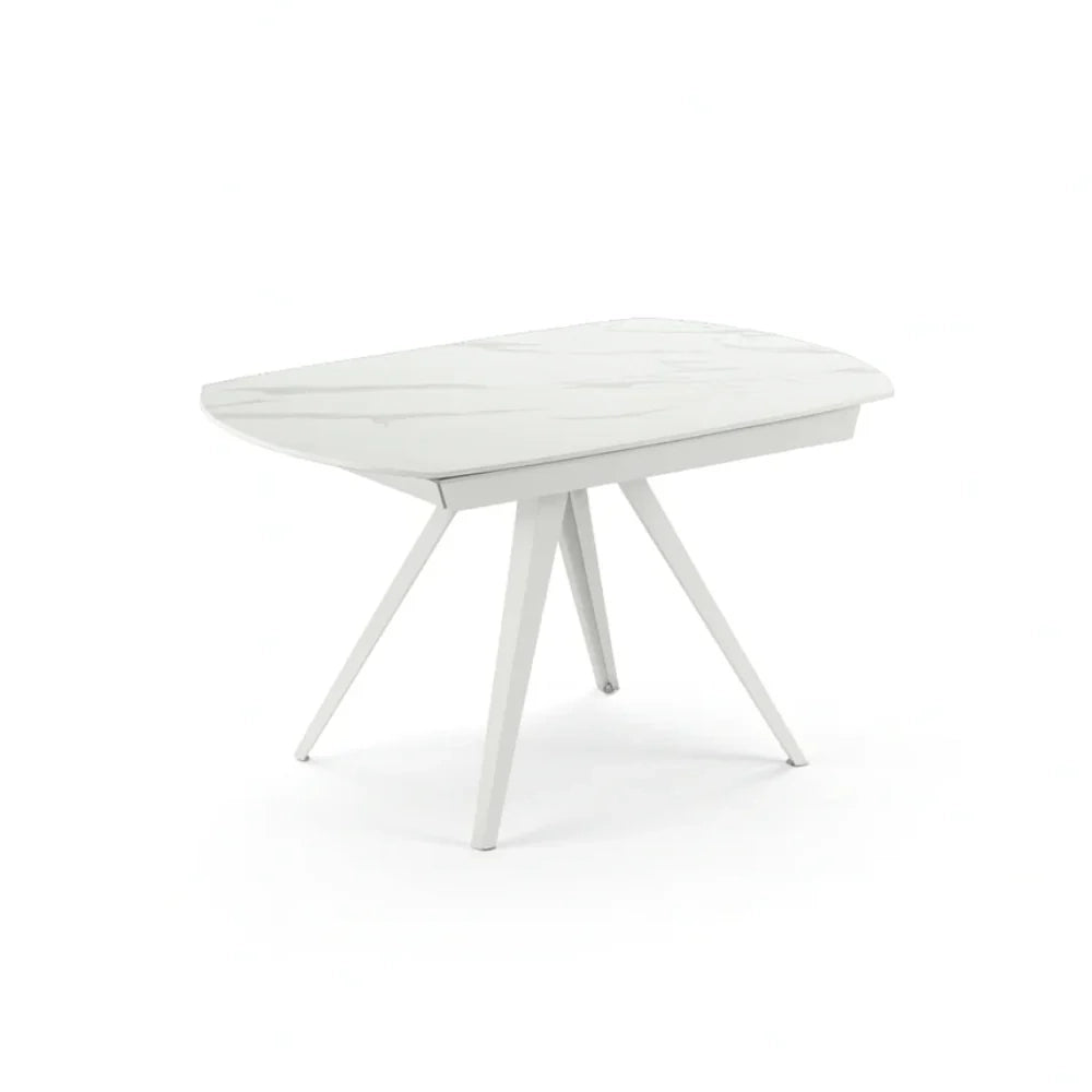 Tavolo da pranzo allungabile in ceramica effetto marmo bianco Spin 140-200x90 cm fino a 8 posti | Duzzle
