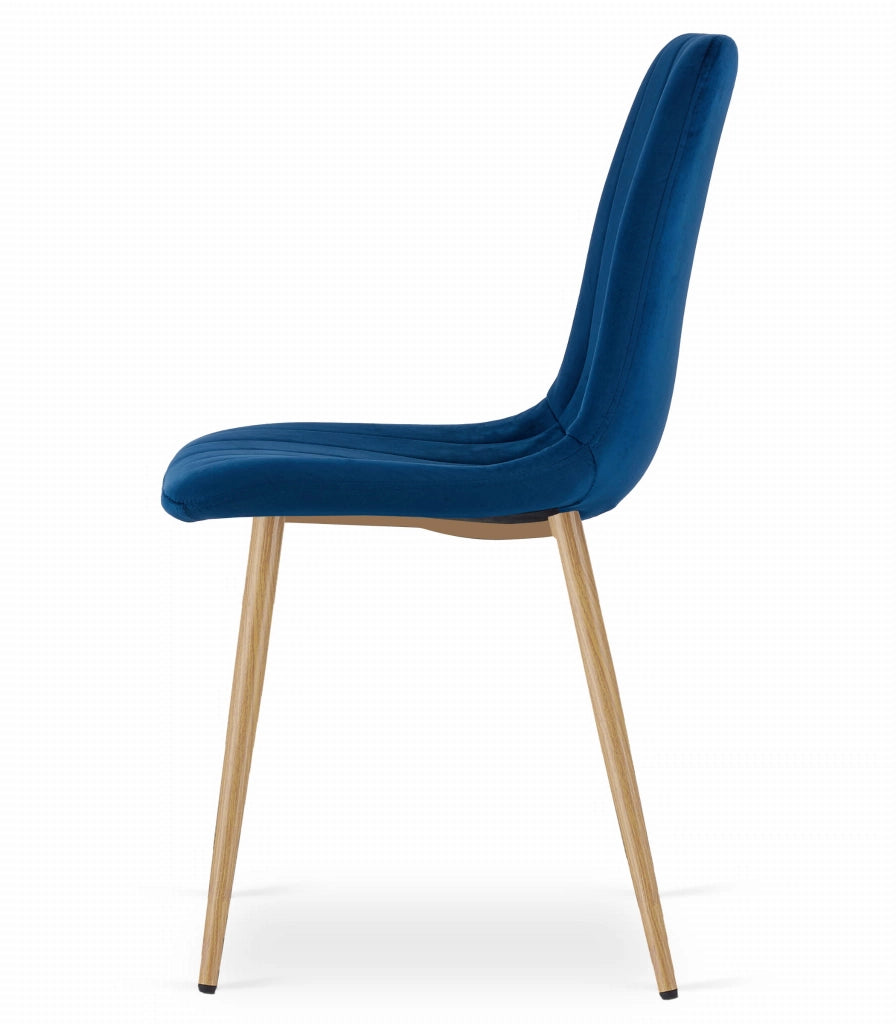 Sedia VALORA JEWA - Velluto blu navy con gambe color legno x 4