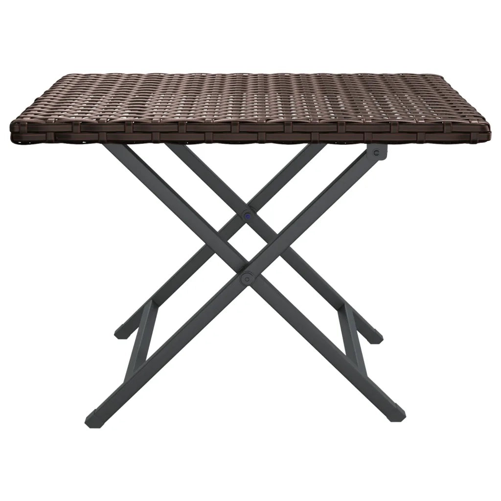 Tavolino da Giardino | Tavolo Pieghevole Marrone 45x35x32 cm in Polyrattan