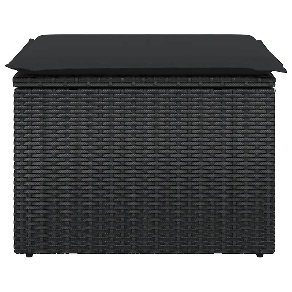 Sgabello da giardino con cuscino nero 55x55x37 cm in polyrattan 365966