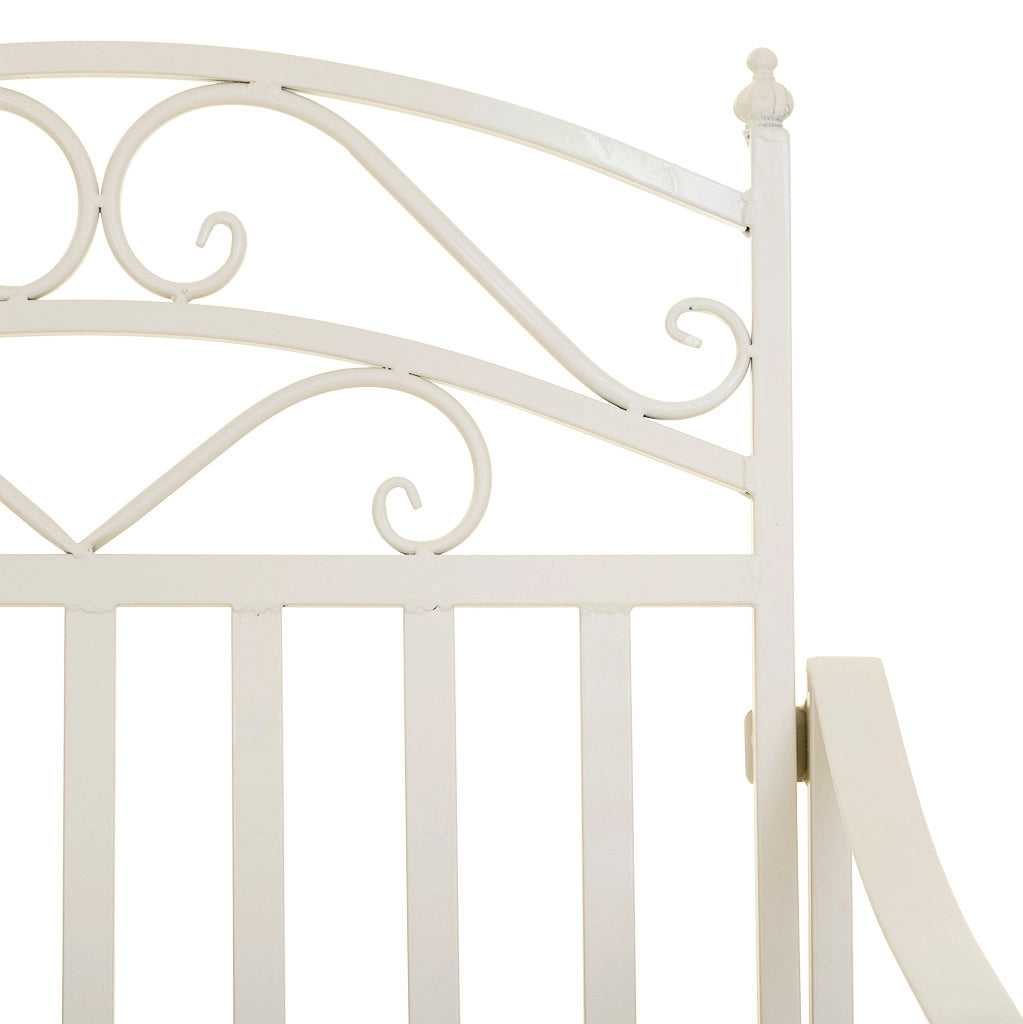 Sedia a dondolo in ferro battuto bianco 55x45x91h cm