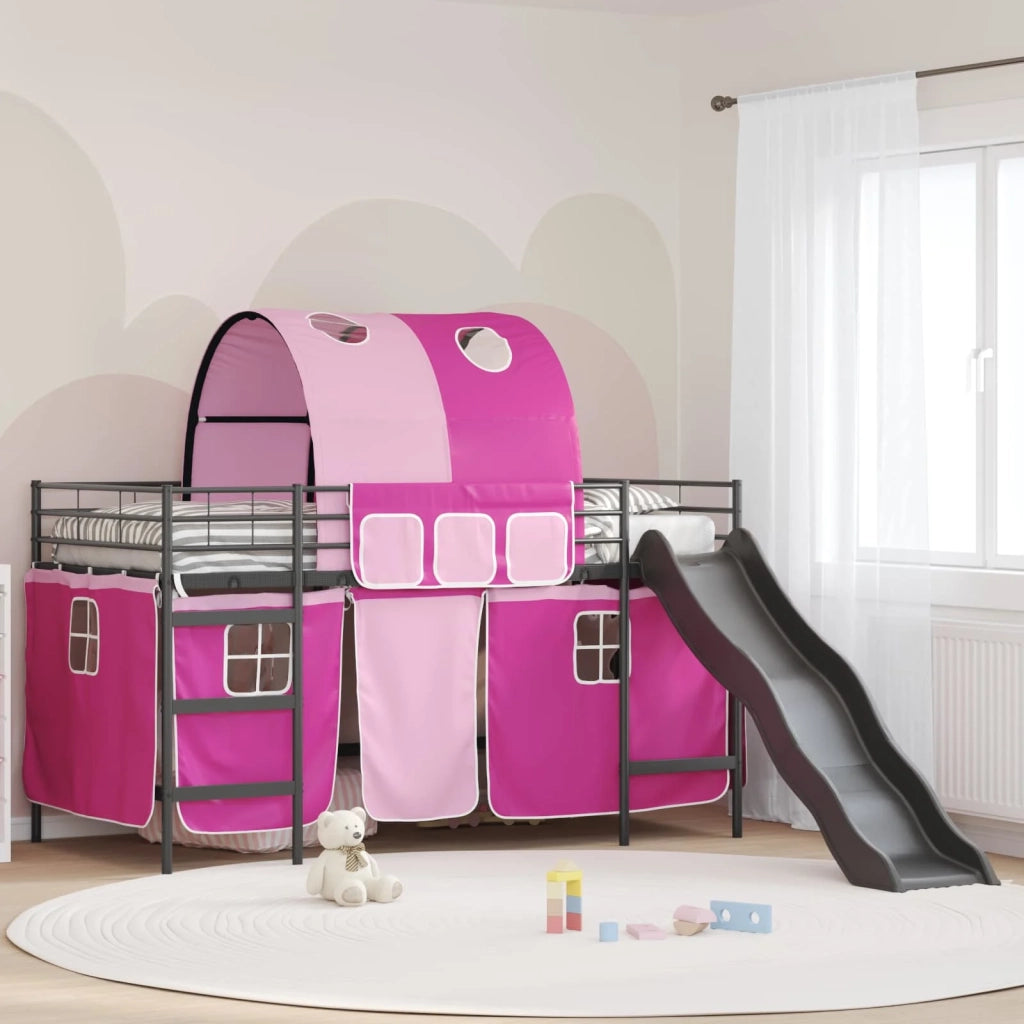 Struttura del letto loft per bambini Nero e rosa 80 x 200 cm