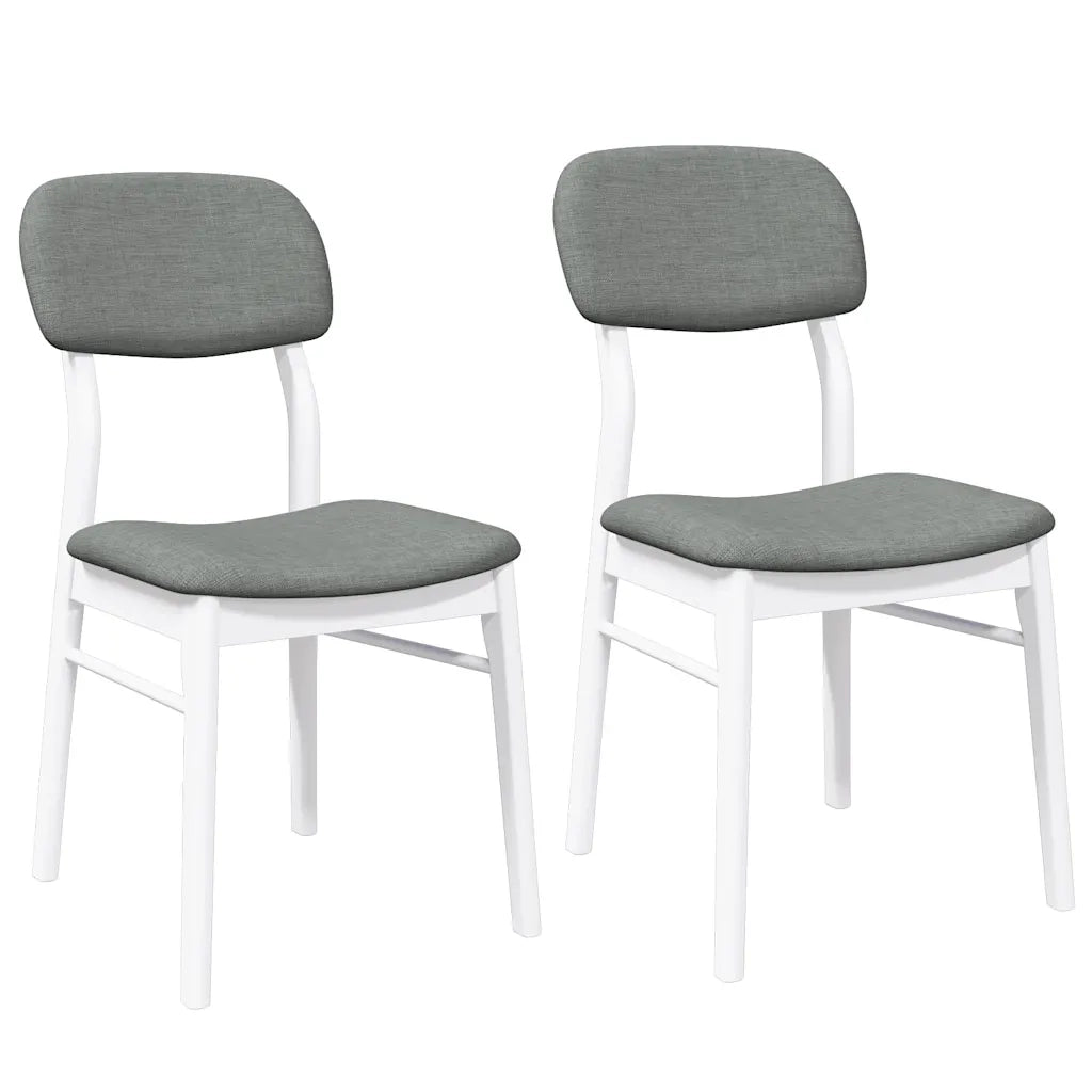 Sedie da Pranzo con Cuscini 2 pz Bianco Legno Massello di Hevea 4102526