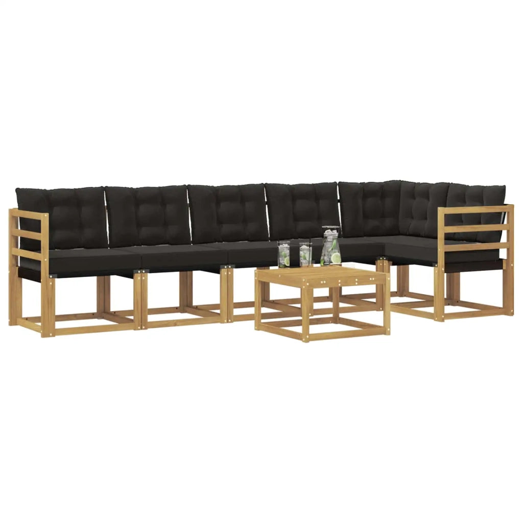 Set di divani da esterno con cuscino 7 pcs Bianco e Nero 3389538