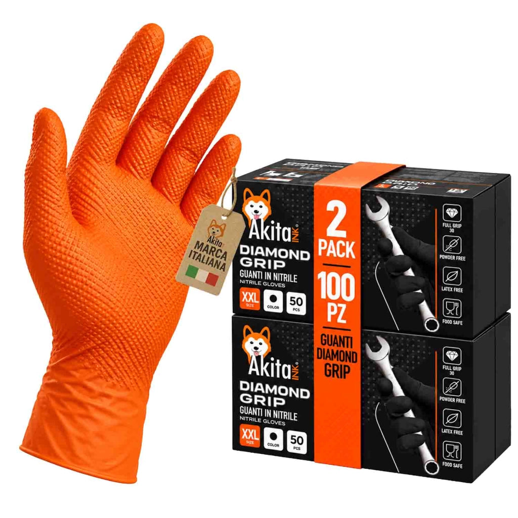 Guanti Nitrile Arancione XXL Akitaink Full Grip 100pz