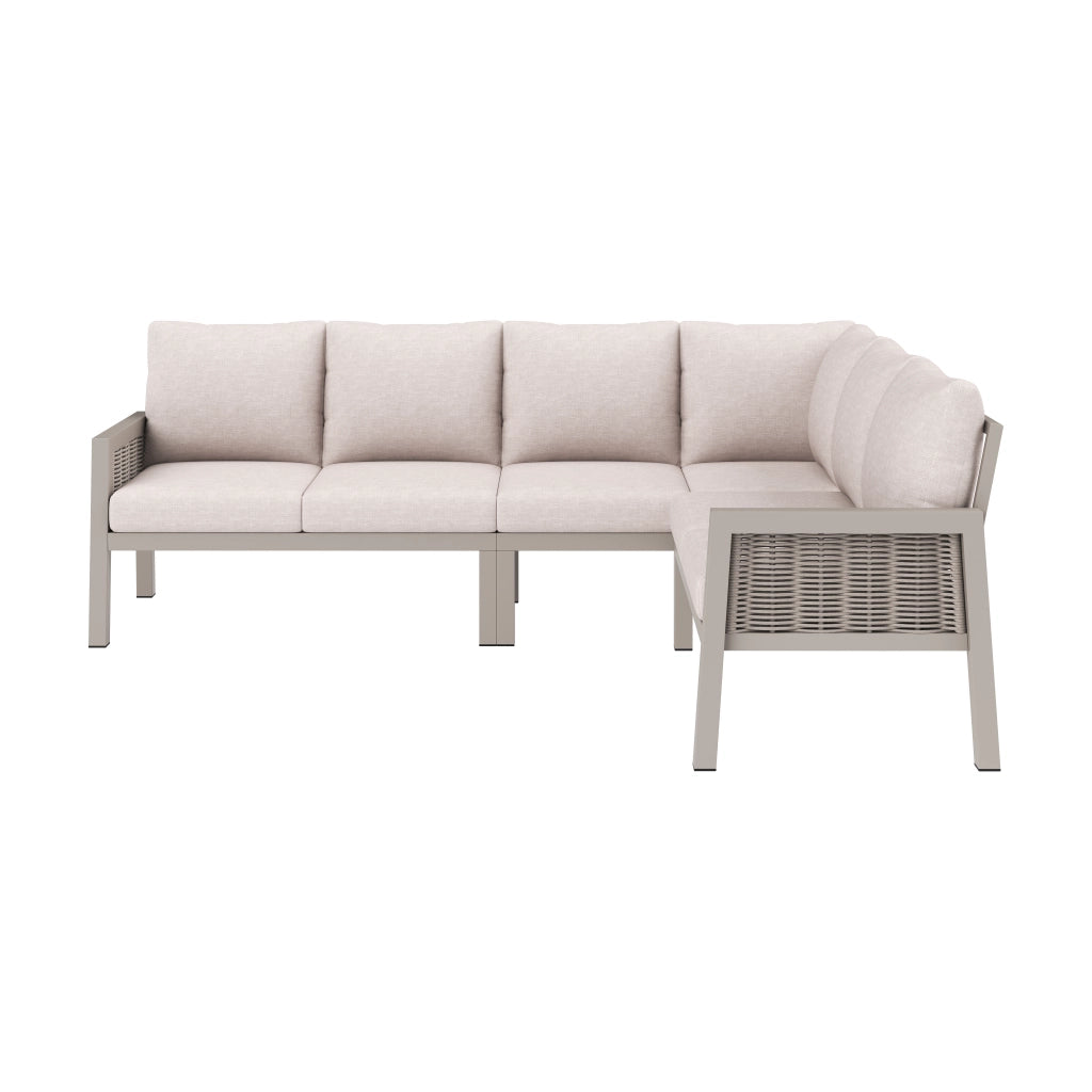 Set da Giardino 8 Posti con Tavolo e Divano ¨C MINIMAL ¨C Polyrattan PE, Piano in Vetro, Khaki