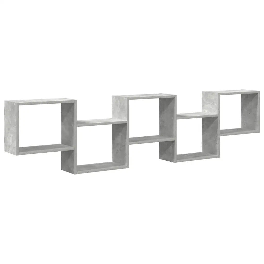 Mensola a Cubo da Parete | Mensola sospesa 5 Scomparti Truciolato Grigio Cemento
