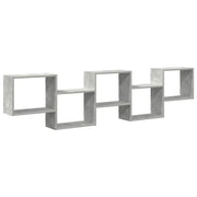 Mensola a Cubo da Parete | Mensola sospesa 5 Scomparti Truciolato Grigio Cemento