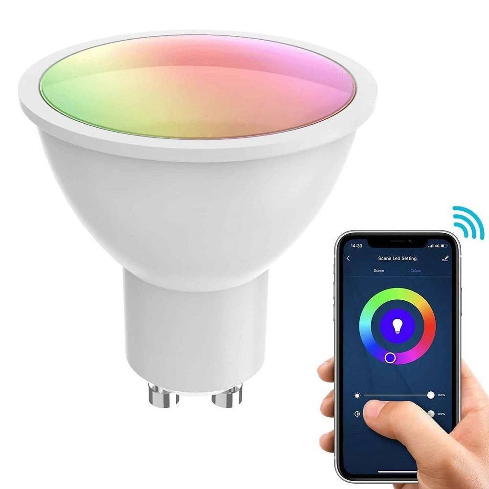Trade Shop - Faretto Smart Incasso Tondo Brillantini Led 5 W Gu10 Rgb Wifi Alexa Google Home -