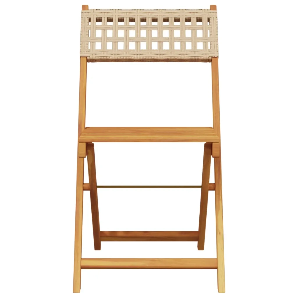 Sedie Giardino Pieghevoli 6pz Beige Polyrattan e Legno Massello 3214599