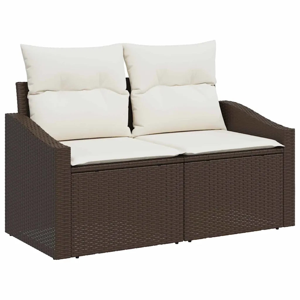 Set Divano da Giardino con cuscino 11 pcs Marrone e Crema