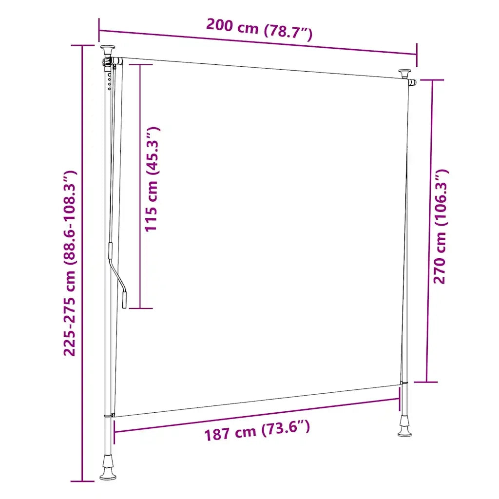 Tenda a Rullo per Esterni-Tenda da sole avvolgibile 200x270 cm Antracite