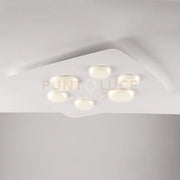 Plafoniera in metallo laccato bianco con diffusori in silicone a led integrato 6 luci