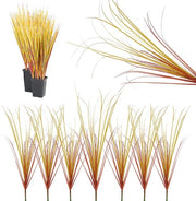 Decorazione estiva artificiale da 12 pezzi, imitazione di vere piante autunnali, UV resistente, per balcone e giardino, misura 52 cm, finto prato d'oro per esterni.