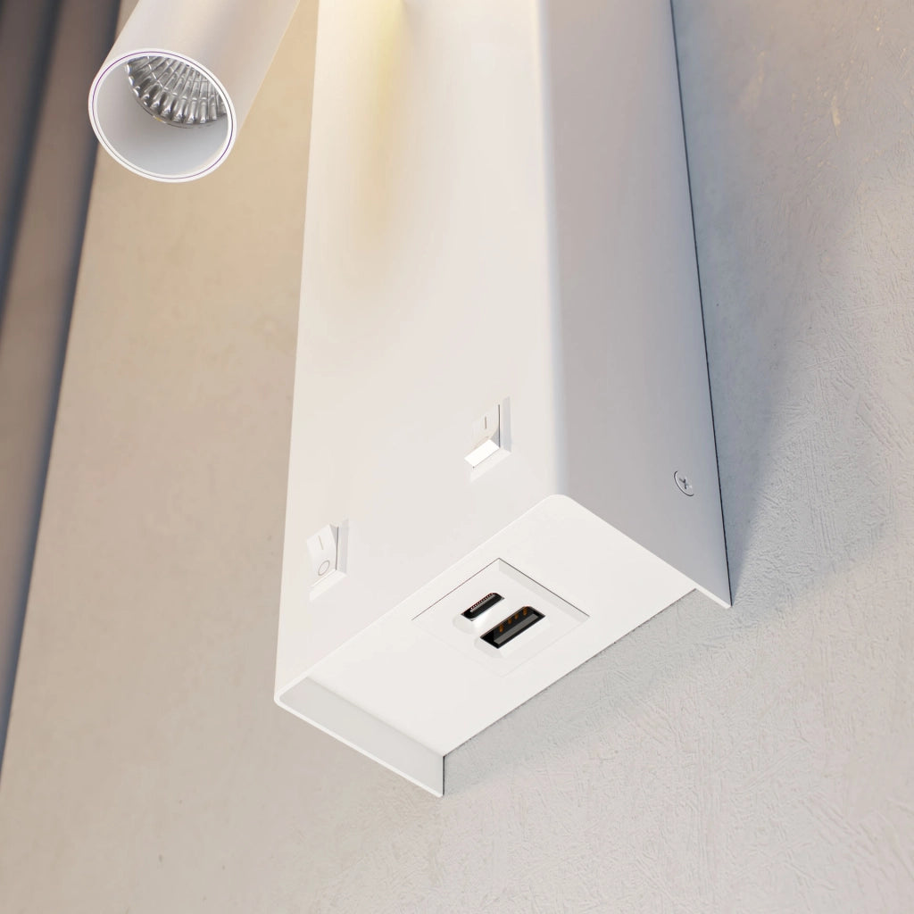 Sphere Alp Wall Applique LED Interni 20W 360 Gradi con Faretto Orientabile d'Accento Luce Calda 2700K Design Sferico Finitura Bianco Opaco