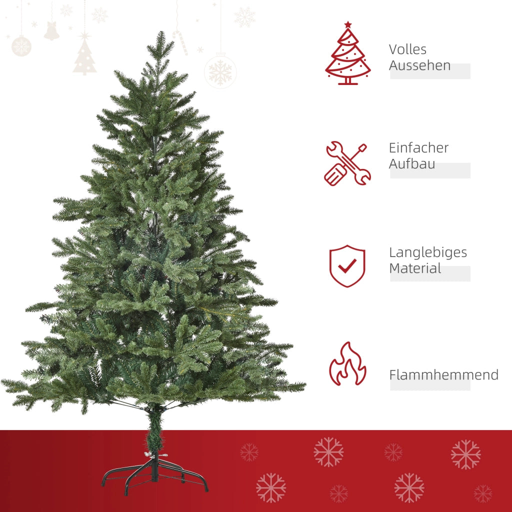 Albero di Natale artificiale 150 cm ¨C zephmum ¨C 444 punte, 3 forme foglie, ignifugo, con base metallica