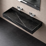 Lavabo consolle sospeso modello freya in artificial stone nero e bianco venato *** finitura- nero, confezione 1