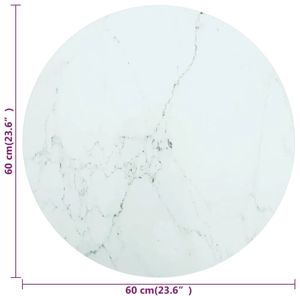 Piano per Tavolo Bianco Ã˜60x0,8 cm Vetro Temperato Design Marmo