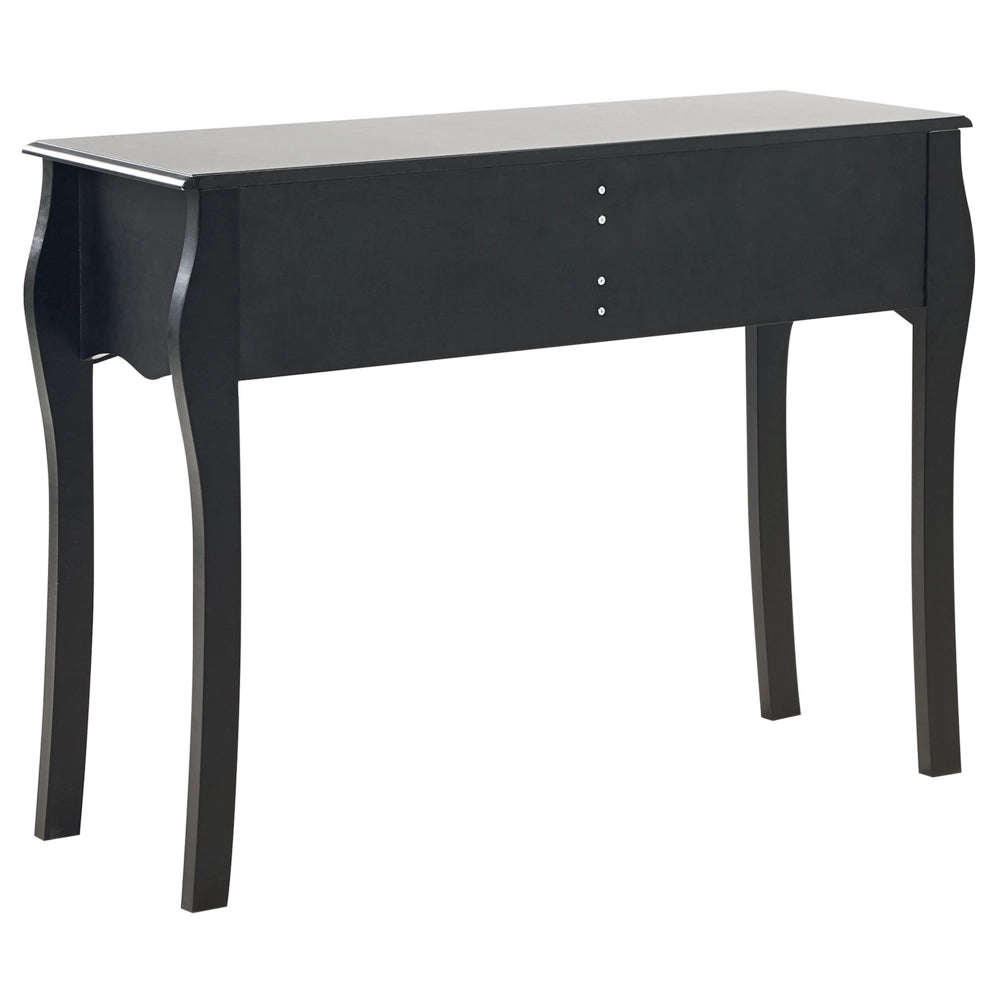 Consolle in Legno Lavorato Nero 2 Cassetti Mobili da Ingresso 100 x 35 cm Design Vintage