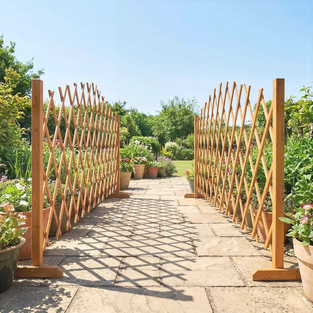 Cancello estensibile giardino 2 pezzi ¨C Xylo ¨C marrone legno 180x30x103 cm