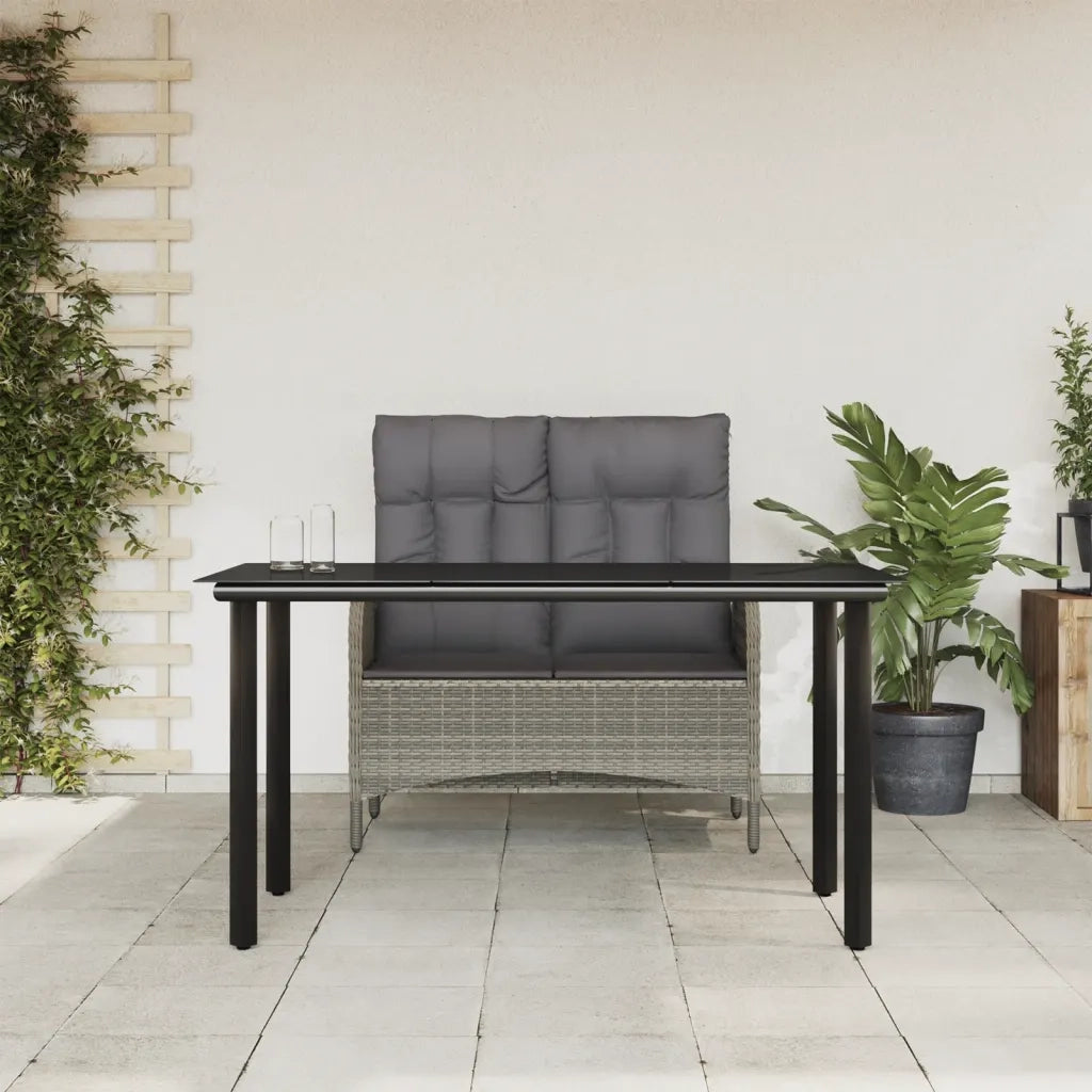 Set da Pranzo da Giardino 2 pz | Set Salotto da Giardino con Cuscini in Polyrattan Grigio