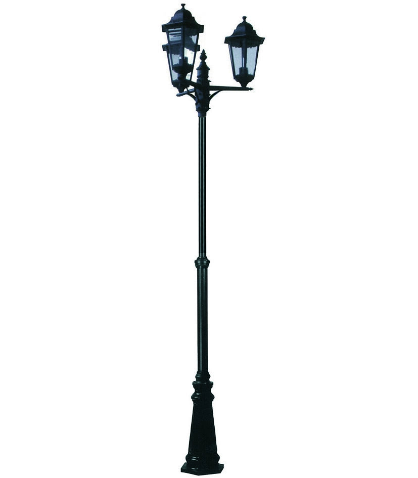 LAMPIONE 3 LUCI SU PALO MODELLO BERLINO  3X100w IP44 cm.230h. colore nero    SYNTESY