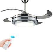 Ventilatore da Soffitto 4 Pale Richiudibili in Metallo con Lampada e Telecomando