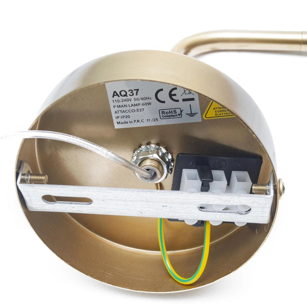 Applique Pendente Design Moderno Bronzo e Nero Lampada da Parete a Sospensione E27 Regolabile per Comodino Interni Soggiorno Corridoio