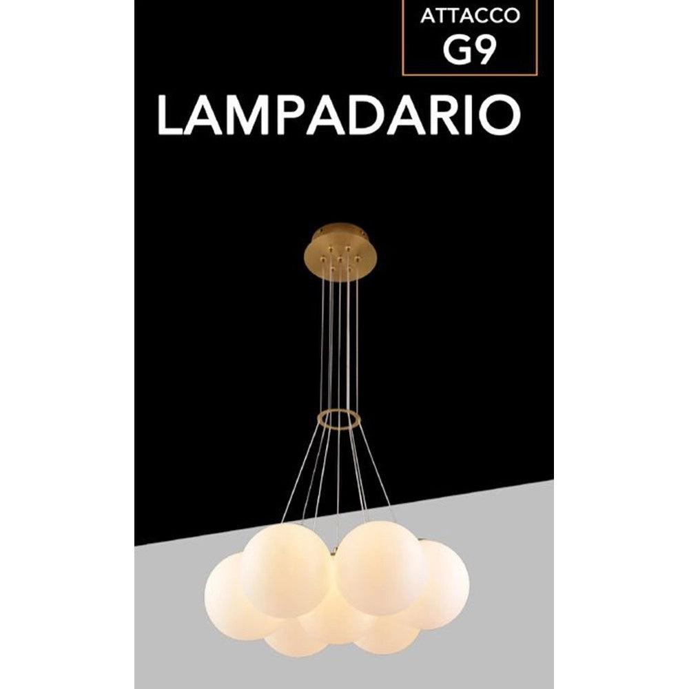 Trade Shop - Lampadario A Sospensione Bronzo Lampada Minimal Da Soffitto Con 7 Sfere Attacco G9 Lp-84-7 -