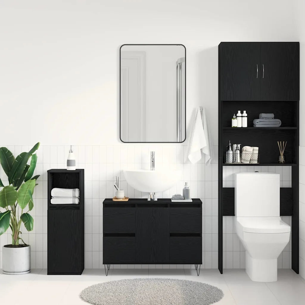 Armadio per Lavabo da Bagno Rovere Nero 80 x 33 x 60 cm 862894
