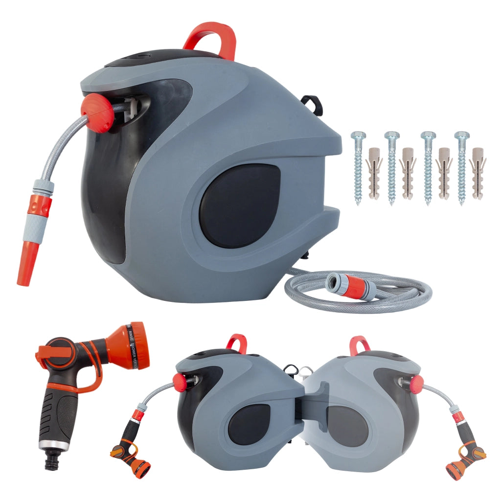 Avvolgitubo automatico da parete 30 m con ugello a 9 getti e supporto orientabile 180°