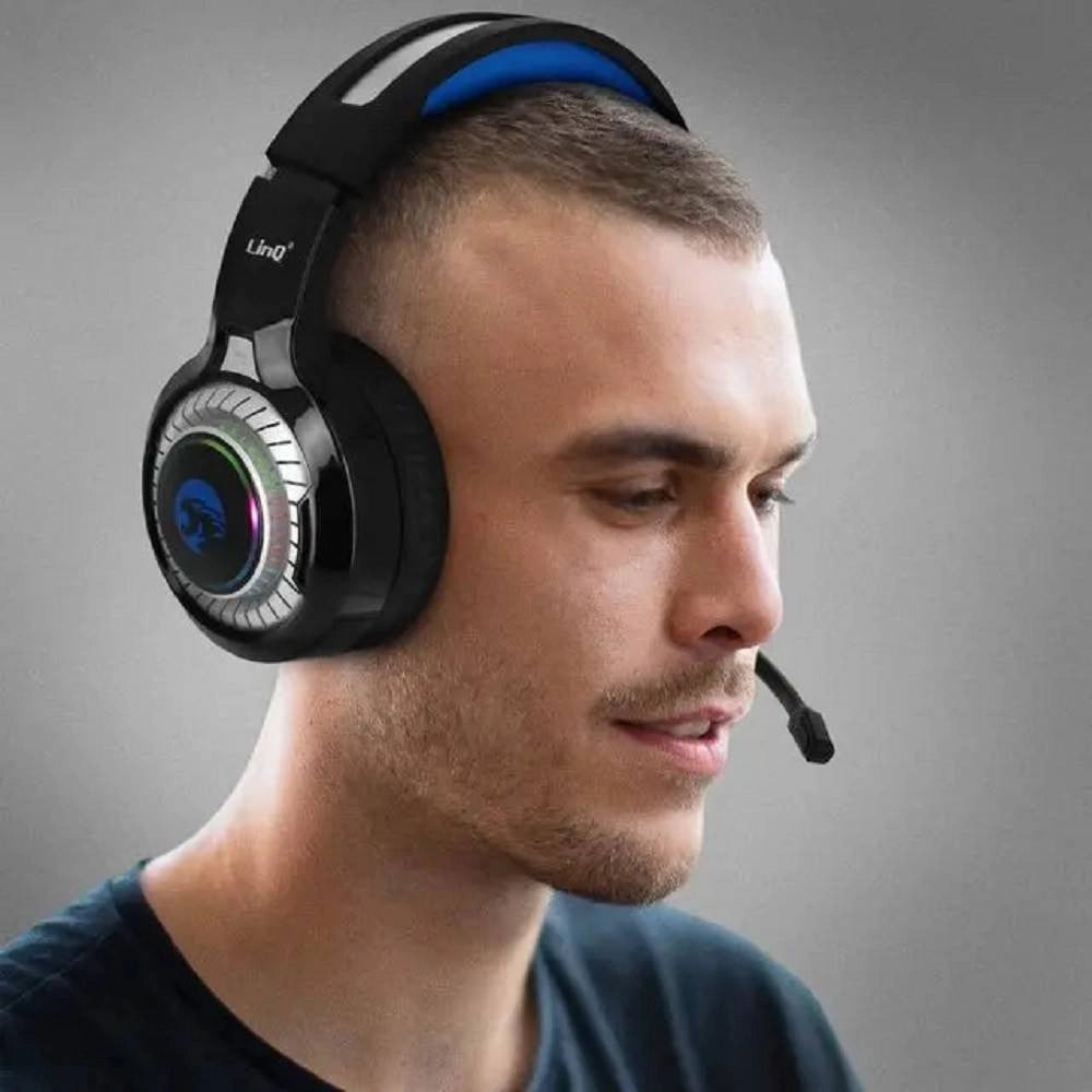 Trade Shop - Cuffie Stereo Cablate Microfono Jack 3,5mm Usb Led Rgb Gaming Film Per Pc Gm6060 -