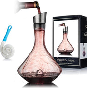 Karaf per vino rosso con decantatore interno, illuminazione e filtro, in vetro cristallo soffiato a mano, con tappo di acciaio inossidabile per doni - 100% libero da piombo