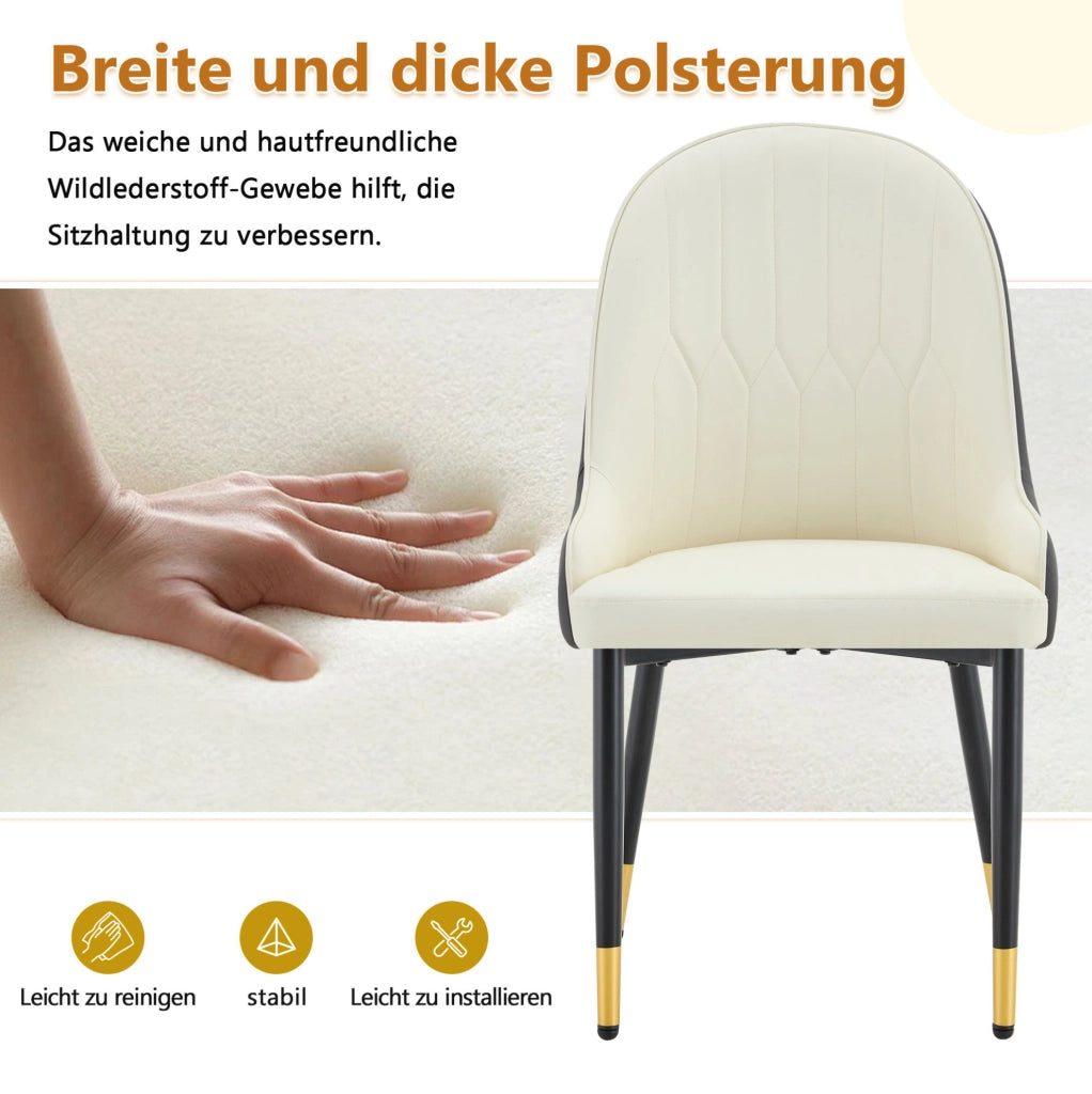 Set di 2 sedie da pranzo in PU bianco e grigio scuro