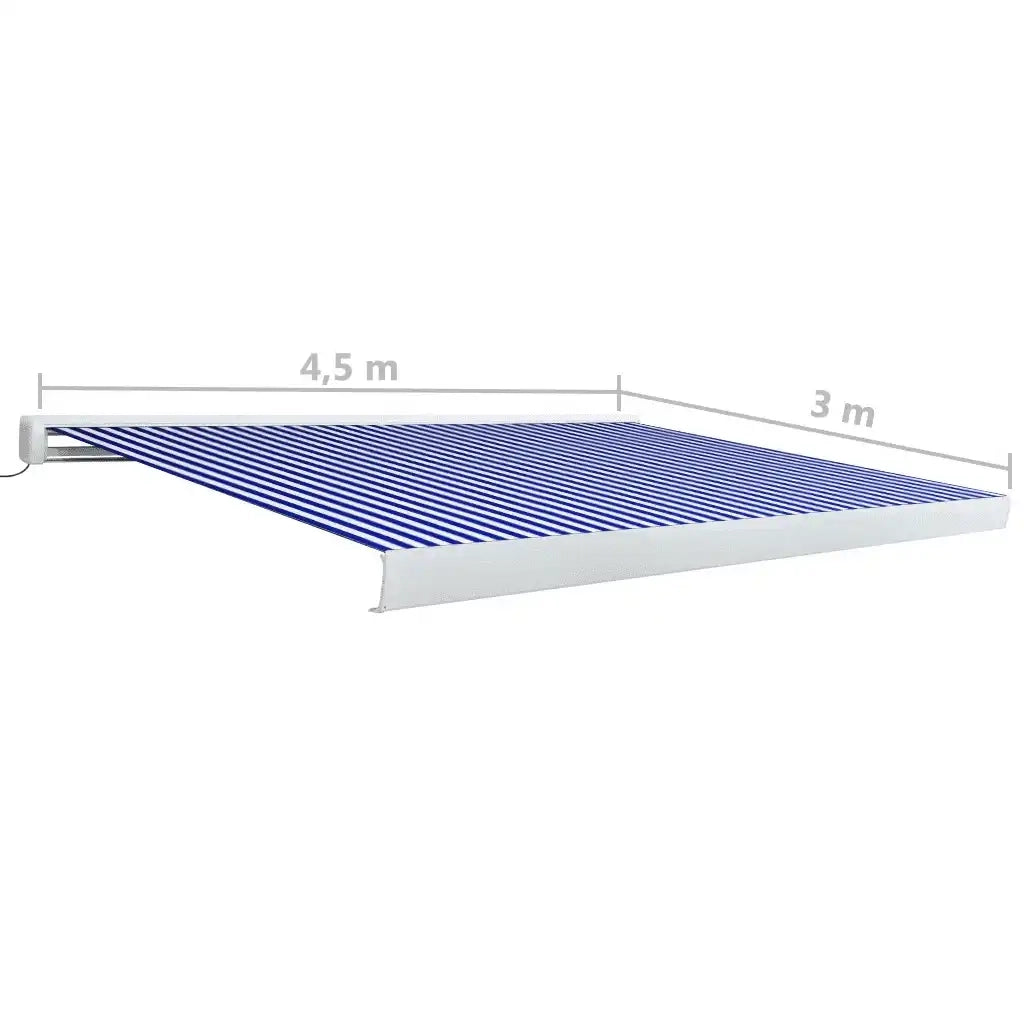 Tenda a Cassonetto Motorizzata 450x300 cm Blu e Bianco