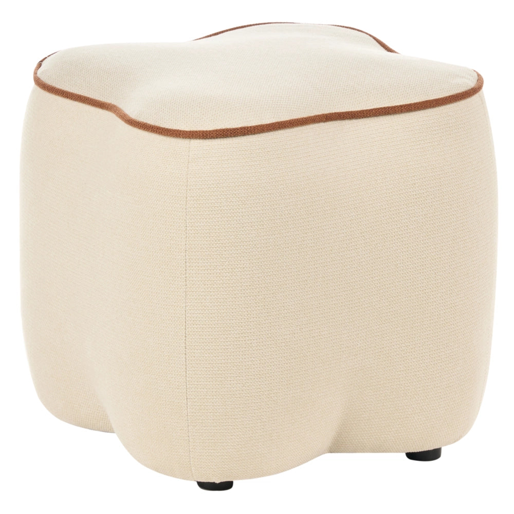 Pouf rettangolare in tessuto beige chiaro, 35 x 35, poggiapiedi decorativo per soggiorno e camera da letto