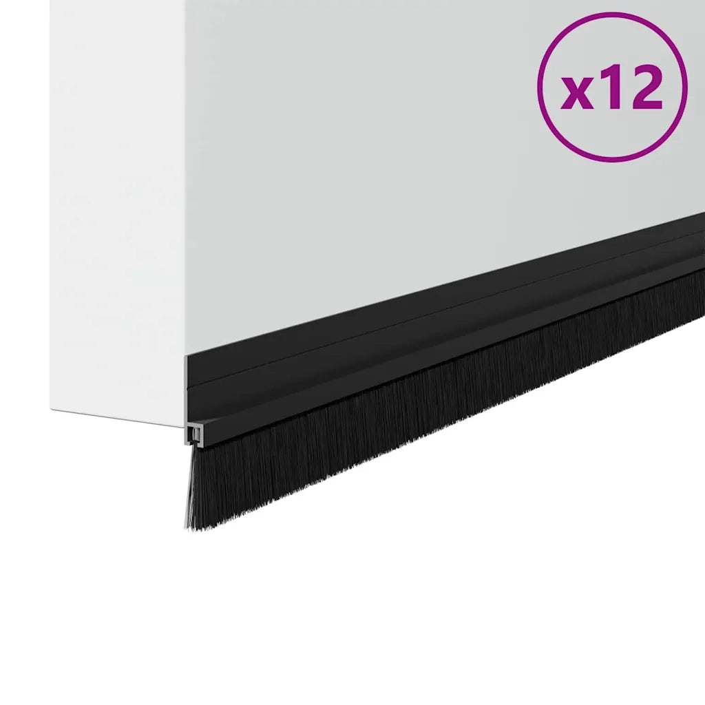 Spazzole per porte autoadesive 12 pcs Nero 100 cm 42019566