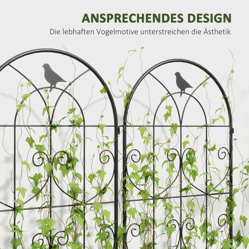 Supporto per piante rampicanti in metallo con design uccelli ¨C zephmum ¨C 2 pezzi 50x150 cm nero