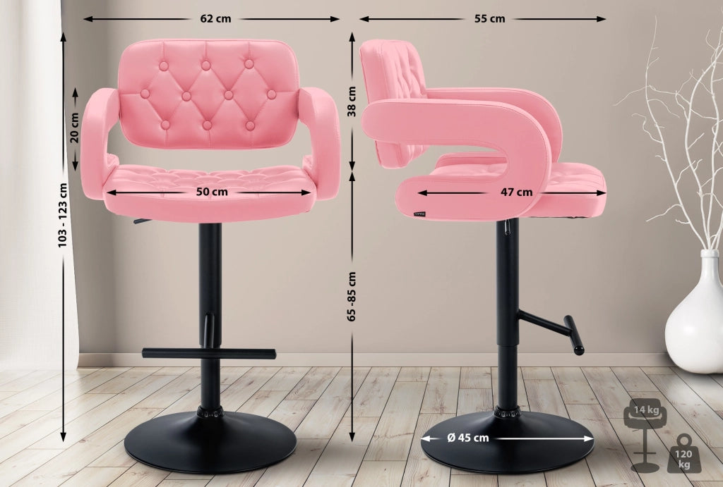 Sgabello Dublin in similpelle rosa,nero