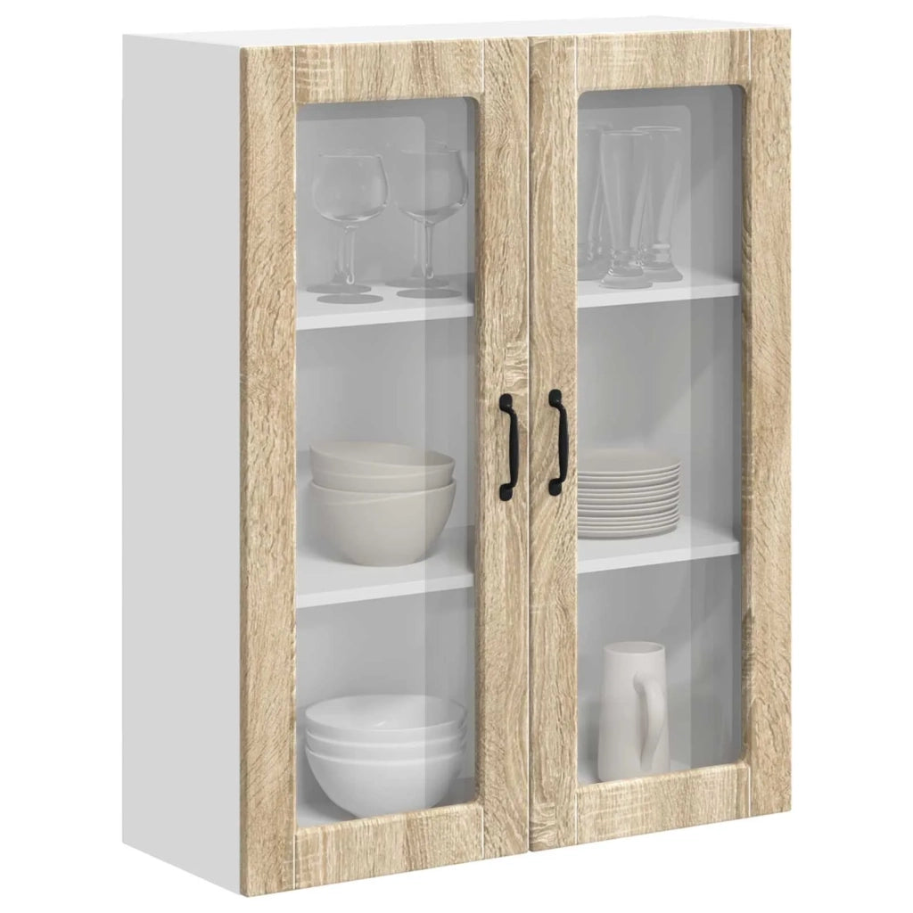 Pensile da cucina | Mobile in vetro da parete LUCCA Rovere Sonoma 80 x 31 x 100 cm