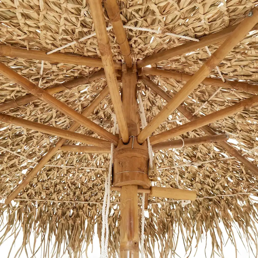 Parasole in Bambù con Copertura con Foglie di Banana 210 cm 43160
