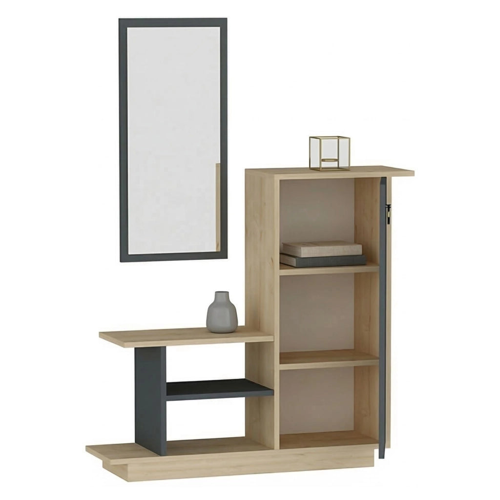 Nibbiola, Mobile da Ingresso Specchio Incluso, 80x30x90h cm Marrone Rovere