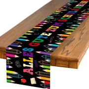 Decorazione per la scuola, decorazione per la festa di inizio scuola, decorazione per la presentazione della scuola, tovagliata, decorazione per la festa di inizio scuola, ragazza ragazzo 180 x 35 cm (nero)