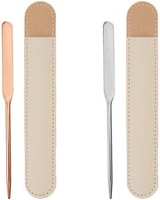 Set di Spatole per Cosmetici - 2 Pezzi in Acciaio Inossidabile - Cassetto in Pelle - Riciclabile - Spatola per Cosmetici - 16 cm/17,5 cm